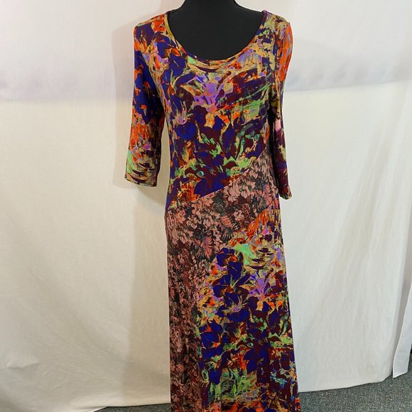 SOLD Soft Surroundings Beautiful Estelle 3/4 Sleeve Graphic Print Maxi Dress - Picture 3 of 12